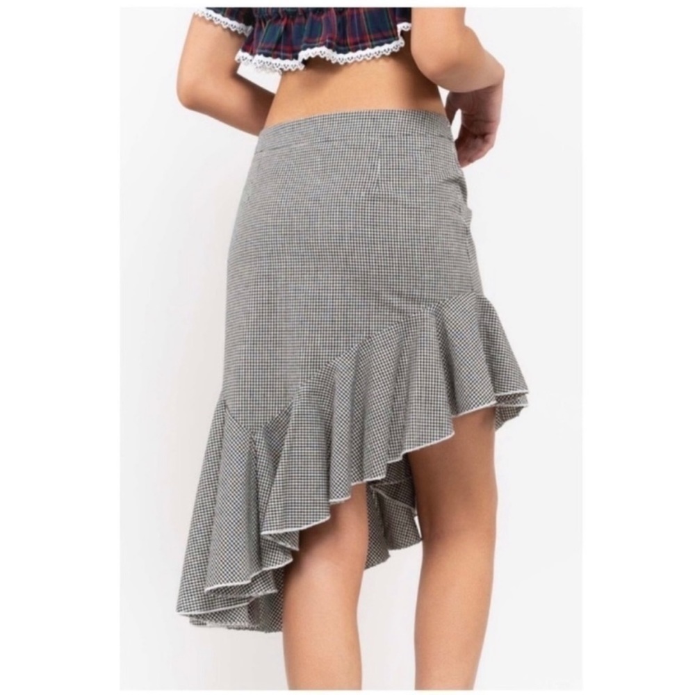 POL (BOUTIQUE) Asymmetrical Houndstooth ruffle skirt size large - Picture 2 of 5
